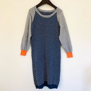 Toobydoo Girls Cashmere Cotton Textured Polkadot Tunic Sweater Dress